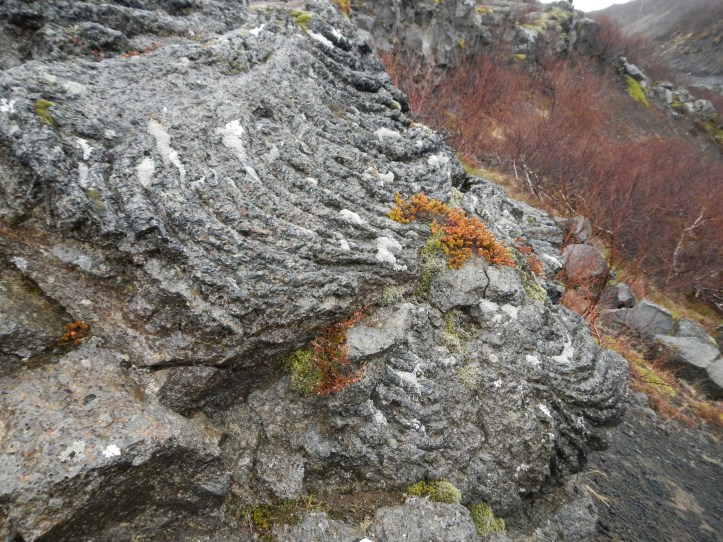A nice look at a preserved pahoehoe lava flow at the Barnafoss waterfall in Iceland.