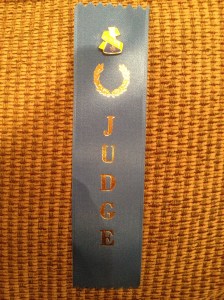 My judging ribbon I wore during the day! I can't wait to display this in my office - so happy to have helped!