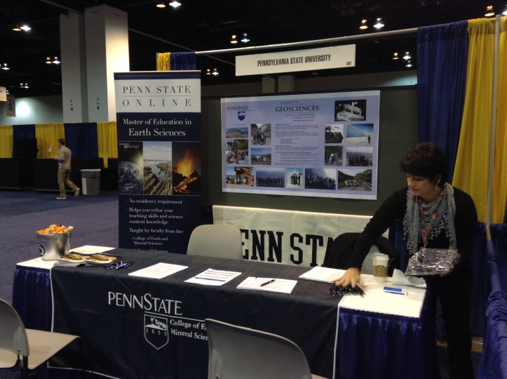 The Penn State table, where students can learn about opportunities in the Department of Geosciences