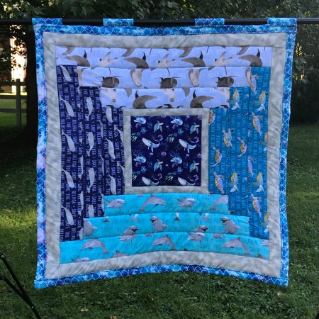 Quilt with ocean fabrics