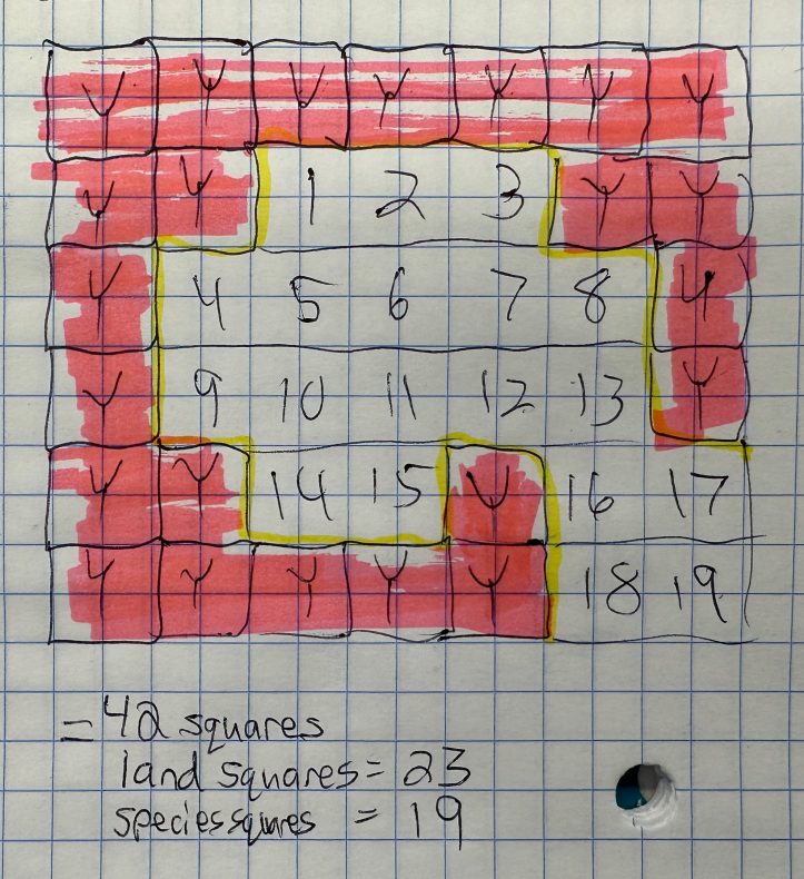 grid paper with a sketch of a quilt